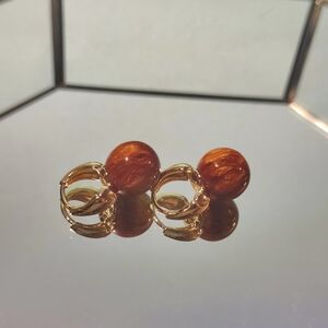 Gold and Brown Hoop Earrings